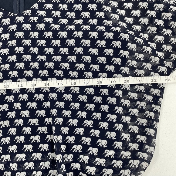 Cabi Elephant Parade Navy White Chiffon Overlay Banded Knit Body/Bottom Zip Top - Picture 11 of 11